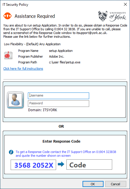 Requesting a Response Code for Software Installation