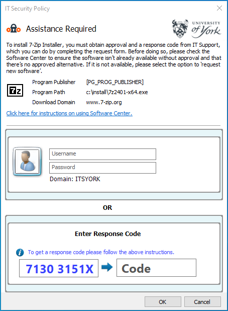 Requesting a Response Code for Software Installation | IT Services ...
